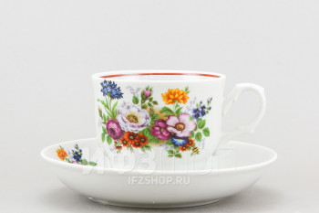 Чашка с блюдцем чайная ф. Тюльпан рис. Букет цветов