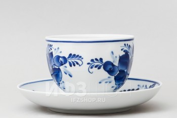 Чашка с блюдцем чайная ф. Гранатовый рис. Цветы