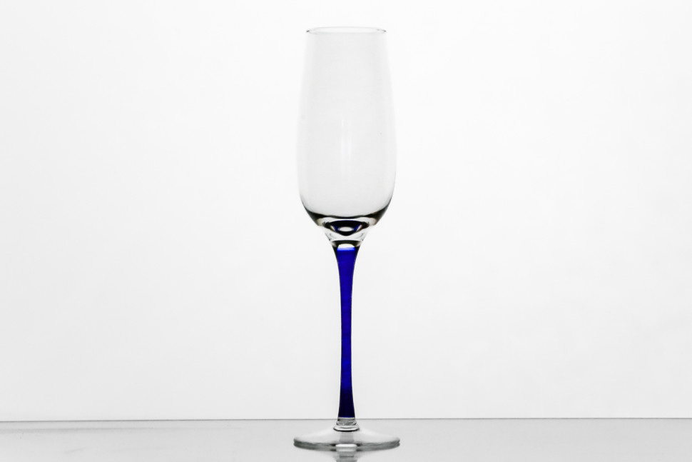 Набор из 6 бокалов для шампанского 180 мл ф. 6403 серия 200/2 (синяя ножка)