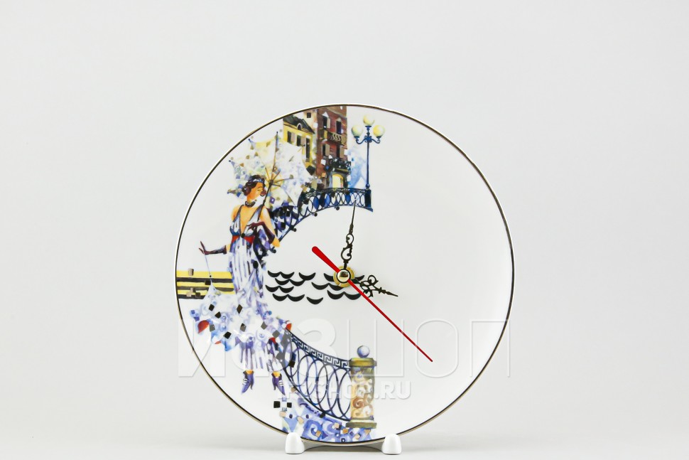 Декоративная тарелка-часы 19.5 см рис. Мосты времени