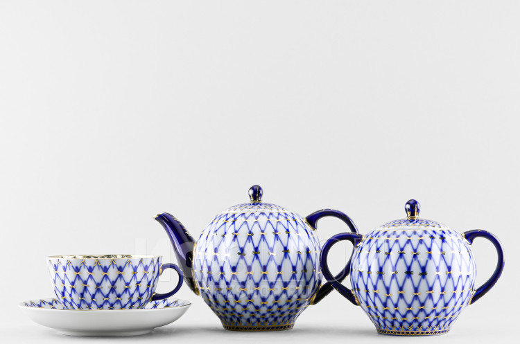 Сервиз чайный ф. Тюльпан рис. Кобальтовая сетка, 14 предметов 