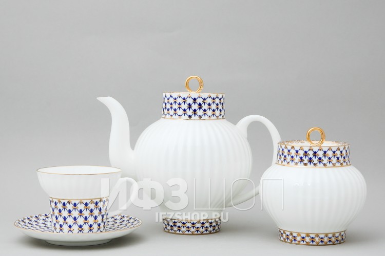 Сервиз чайный ф. Волна рис. Кобальтовая сетка, 14 предметов в Москве