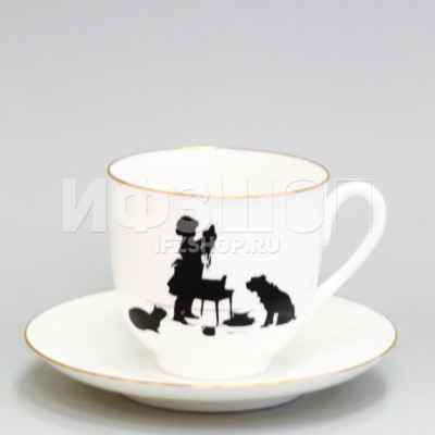 Чашка с блюдцем кофейная ф. Ландыш рис. Силуэты. Помощница