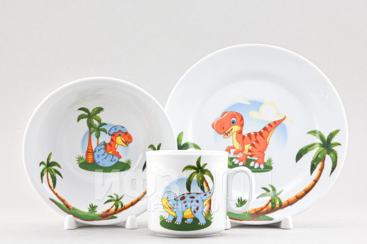 Детский набор ф. Идиллия рис. Динозаврики (с миской) 