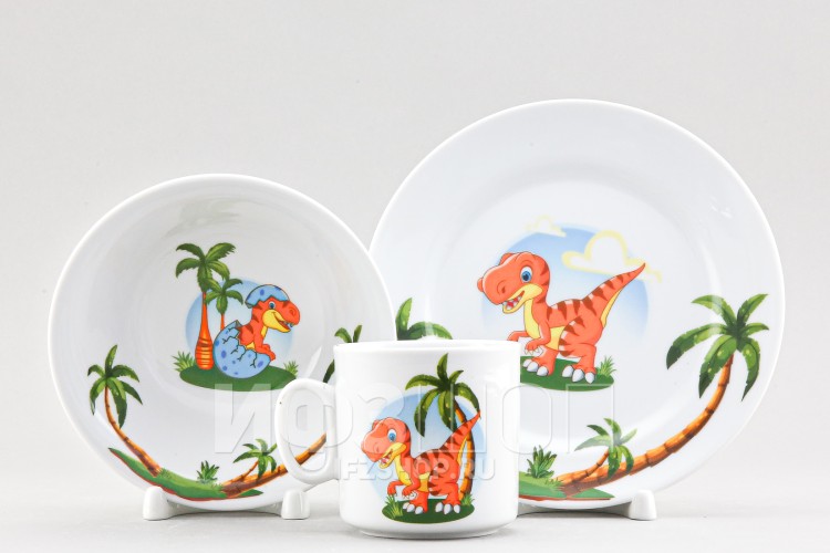 Детский набор ф. Идиллия рис. Динозаврики (с миской) 