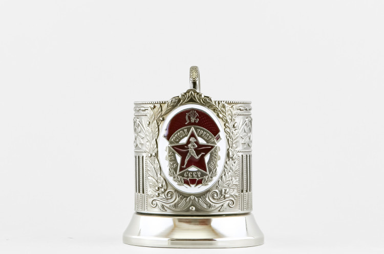 Подстаканник никелированный с эмалью, Готов к труду и обороне 