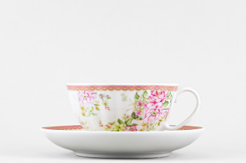 Чашка с блюдцем чайная ф. Белый лебедь рис. Цветочный вальс