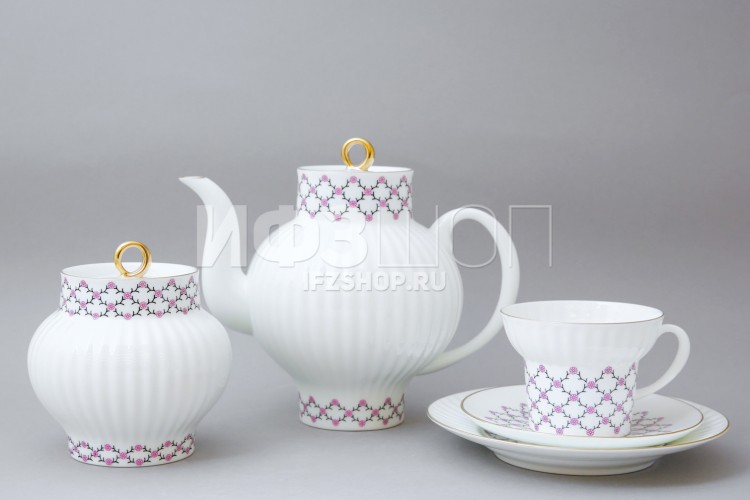 Сервиз чайный ф. Волна рис. Розовая сетка, 20 предметов в Москве