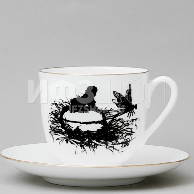 Чашка с блюдцем кофейная ф. Ландыш рис. Силуэты. Стрекоза