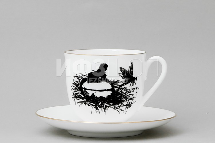 Чашка с блюдцем кофейная ф. Ландыш рис. Силуэты. Стрекоза в Москве
