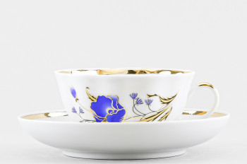Чашка с блюдцем чайная ф. Тюльпан рис. Синие маки