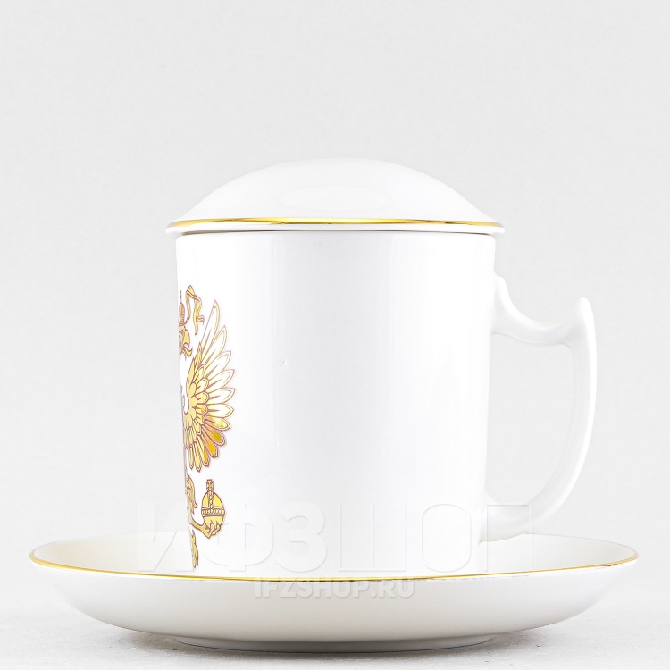 Бокал с блюдцем с крышкой ф. Снежное утро рис. Двуглавый орел в Москве