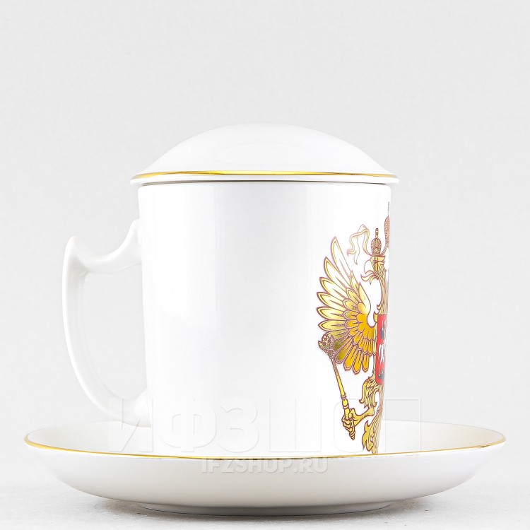 Бокал с блюдцем с крышкой ф. Снежное утро рис. Двуглавый орел в Москве