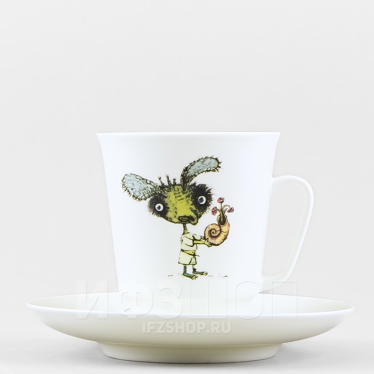 Чашка с блюдцем кофейная ф. Майская рис. Фитюлька в Москве