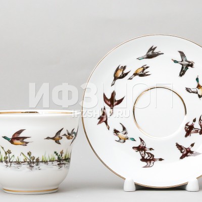 Чашка с блюдцем чайная ф. Сударыня рис. Летят утки