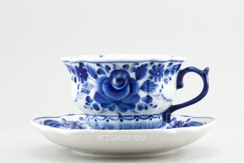 Чашка с блюдцем чайная ф. Орхидея рис. Авторский (Антропова)