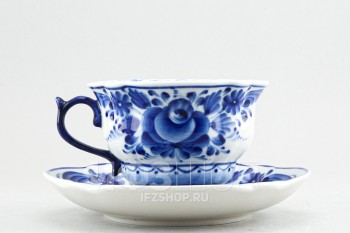 Чашка с блюдцем чайная ф. Орхидея рис. Авторский (Антропова)