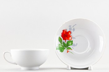 Чашка с блюдцем чайная ф. Рубин рис. Роза без отводки