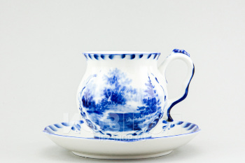 Чашка с блюдцем чайная ф. Голубая рапсодия рис. Тематический