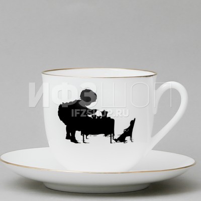 Чашка с блюдцем кофейная ф. Ландыш рис. Силуэты. Чаепитие