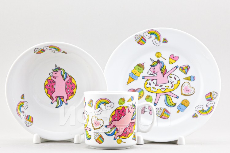 Детский набор ф. Идиллия рис. Единорожки (с миской) 