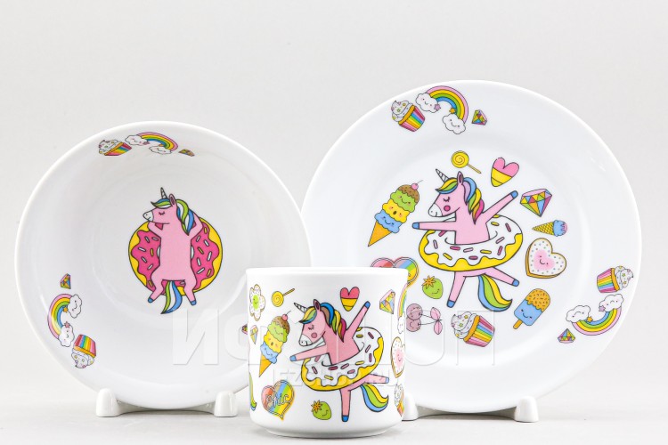 Детский набор ф. Идиллия рис. Единорожки (с миской) 