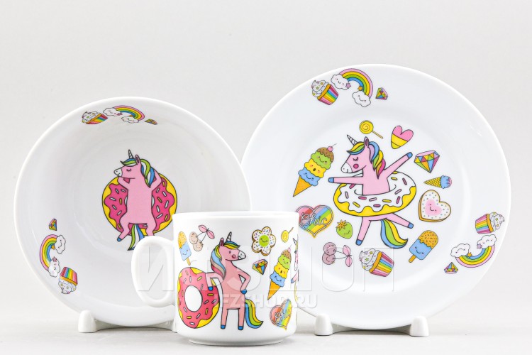 Детский набор ф. Идиллия рис. Единорожки (с миской) 