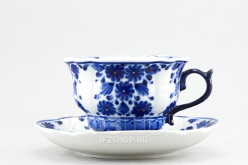 Чашка с блюдцем чайная ф. Орхидея рис. Ситец