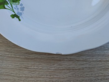 Тарелка плоская 24 см ф. Вырезной край рис. Голубая герань (Уценка)