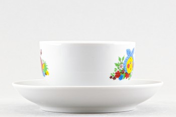 Чашка с блюдцем чайная ф. Янтарь рис. Веселый колобок и сорока