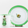 Чашка с блюдцем чайная ф. Гербовая рис. Modes de Paris (зеленый, 1830 год)