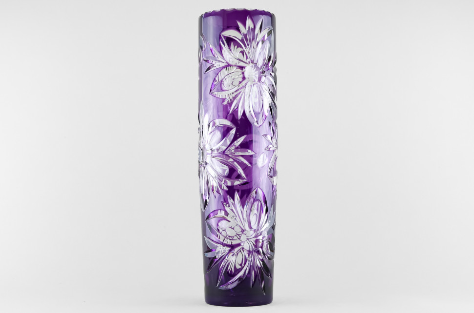 Ваза для цветов, высота 37 см, фиолетовый наклад