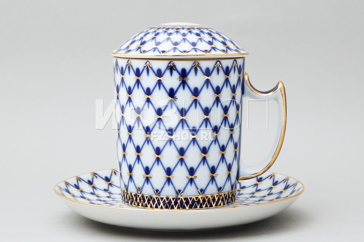 Бокал с блюдцем с крышкой ф. Снежное утро рис. Кобальтовая сетка в Москве