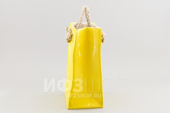 Декоративная ваза-пакет из керамики, высота 24 см, желтая