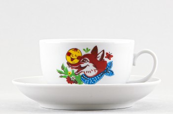 Чашка с блюдцем чайная ф. Янтарь рис. Веселый колобок у лисички на носу