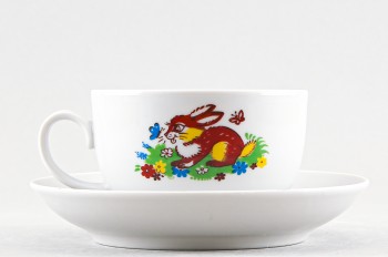 Чашка с блюдцем чайная ф. Янтарь рис. Веселый колобок у лисички на носу