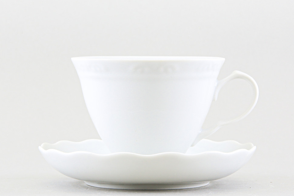 Чашка с блюдцем чайная ф. Надежда рис. Белый