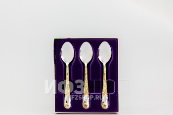 Набор чайных ложек, серия Ирисы с покрытием под золото, 6 предметов