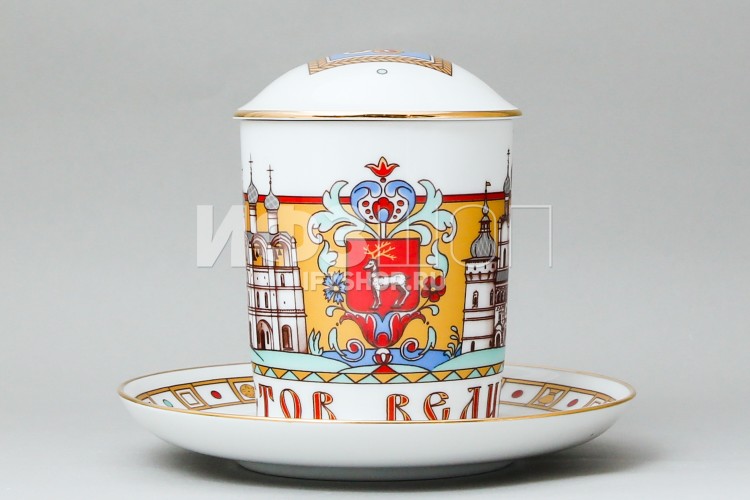 Бокал с блюдцем с крышкой ф. Снежное утро рис. Ростов Великий в Москве