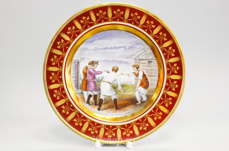 Декоративная тарелка 26.5 см рис. Гурьевский. Игра в свайку в Москве