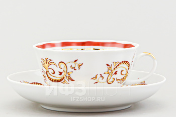 Чашка с блюдцем чайная ф. Тюльпан рис. Золотое кружево