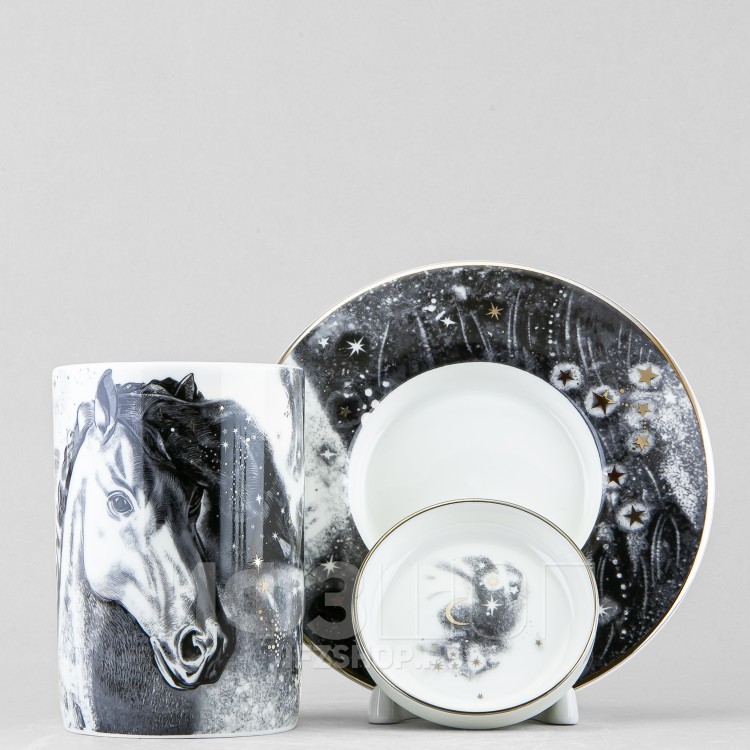 Бокал с блюдцем и крышкой рис. Черный мустанг в Москве