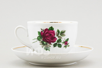 Чашка с блюдцем чайная ф. Гранатовый рис. Черная роза