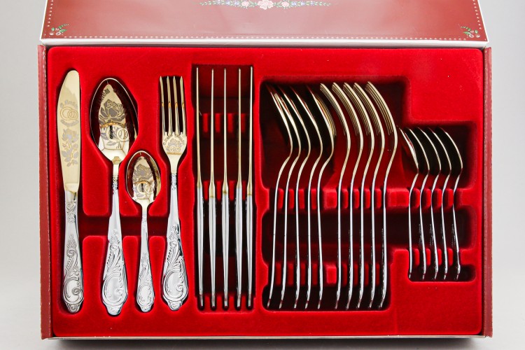 Набор столовых приборов, серия  Губернатор с росписью, Свадебный, 24 предмета 