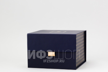 Подарочная коробка для бокала, комплекта или чашки с блюдцем, 17х17х12 см, синяя
