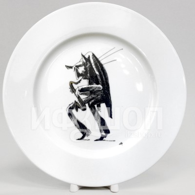 Декоративная тарелка 26.5 см рис. Котосаксофонист