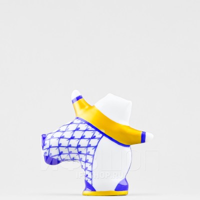 Кот-фигурист. Синяя сетка (высота 7.7 см)