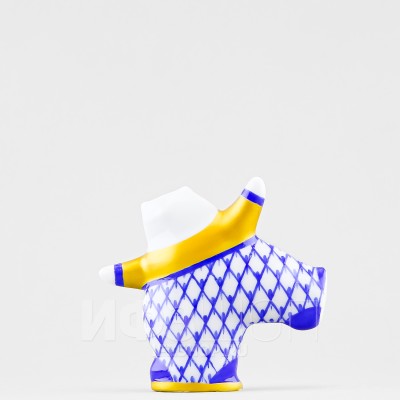 Кот-фигурист. Синяя сетка (высота 7.7 см)