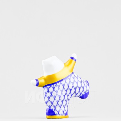 Кот-фигурист. Синяя сетка (высота 7.7 см)