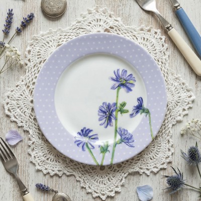 Тарелка плоская 17.5 см ф. Идиллия рис. Ситец. Цикорий